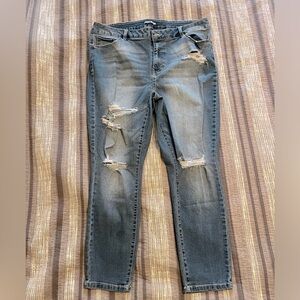 Indigo Fusion distressed Crop Jeans